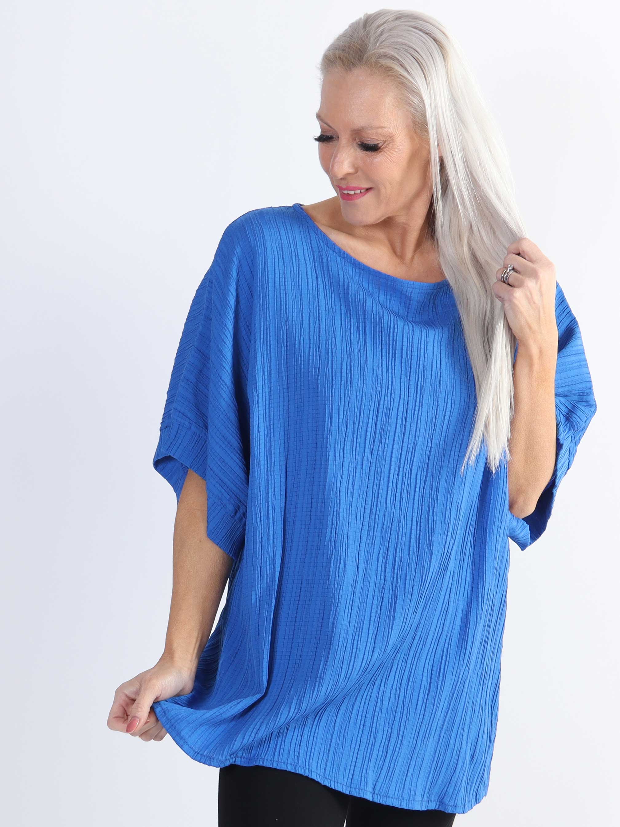 Cindy - enfärgad plus size-blus i crepe-look - Lavender